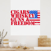 Cigars Whiskey Pistolen and Freedom Poster (Keuken)