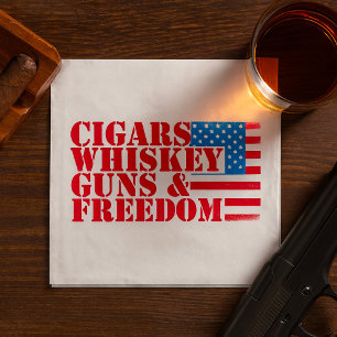 Cigars Whiskey Pistolen and Freedom Servet