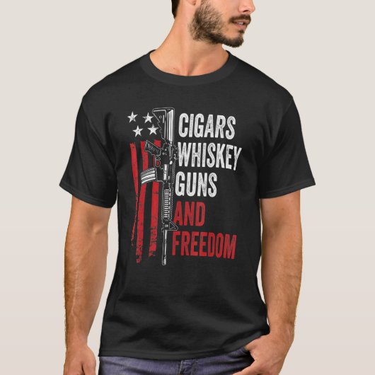 Cigars Whiskey Pistolen Freedom Pistool Owner Usa  T-shirt (Voorkant)