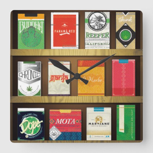 Cigaweed Vierkante Klok (Voorkant)