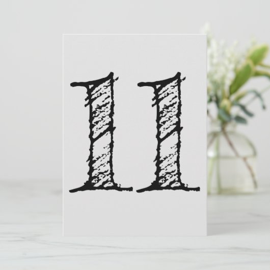 cijfer 11 nummer elf groot manuscript kaart (Staand voorkant)