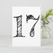 cijfer 17 nummer zeventien reusachtig handschrift kaart (Staand voorkant)