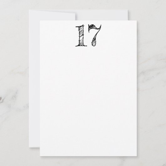cijfer 17 nummer zeventien reusachtig handschrift kaart (Achterkant)