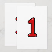Cijfer 1, één, 1 jaar, nummer 1, nummer één kaart (Voorkant / Achterkant)