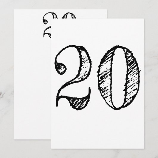 cijfer 20 20 gigantisch manuscript kaart (Voorkant / Achterkant)