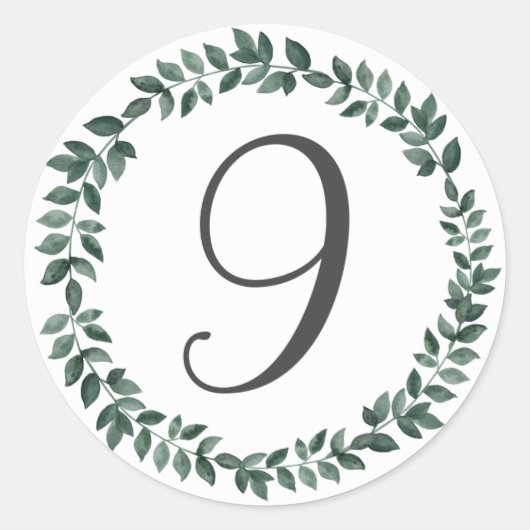 Cijfer 9 Negen Monogram Minimalistische Botanische Ronde Sticker (Voorkant)