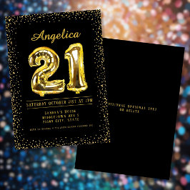 Cijfer Ballonnen 21e Verjaardagsuitnodiging Kaart