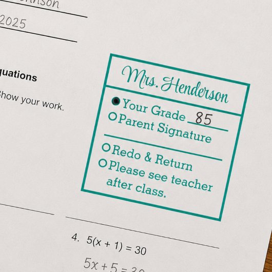 Cijfer geven door docenten zelfinktende stempel