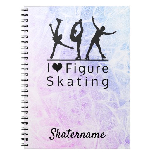 Cijfer schaatsen notitieboek - Roze naar blauw I h (Voorkant)