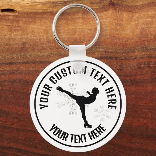 Cijfer Skating Ice Vrouw Custom Sleutelhanger (Voorkant)