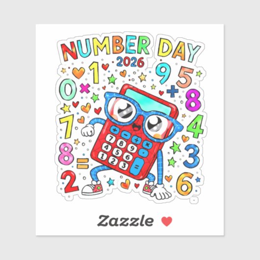 Cijferdag 2026 Leuke Wiskunde Sticker voor Kindere (Vel)