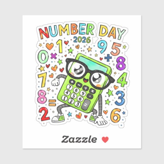Cijferdag 2026 Leuke Wiskunde Sticker voor Kindere (Vel)