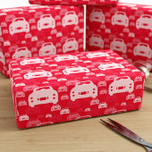 Cijfers Car Car Pattern Red Wrapping Paper Cadeaupapier
