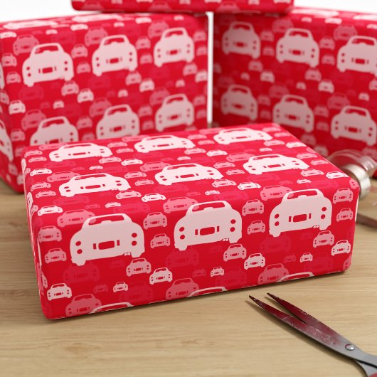 Cijfers Car Car Pattern Red Wrapping Paper Cadeaupapier