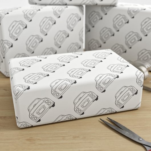 Cijfers Car Car Traffic Grey Wrapping Paper Cadeaupapier