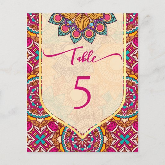 Cijfers Cerise mandala rangoli-tabel (Achterkant)