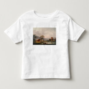 Cijfers die een Sampan rond een kuil in een rivier Kinder Shirts