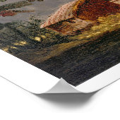 Cijfers die een Sampan rond een kuil in een rivier Poster (Hoek)