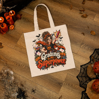 Cijfers geven is mijn superkracht Halloween cadeau Tote Bag