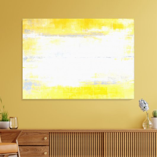 'Cijfers' Grijs en Geel Abstract Art Canvas Print (Insitu (Woonkamer))