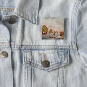 Cijfers in een winterlandschap vierkante button 5,1 cm (In situ)