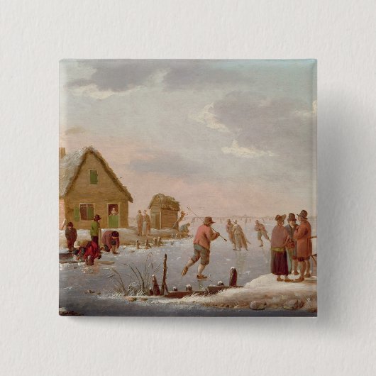 Cijfers in een winterlandschap vierkante button 5,1 cm (Voorkant)