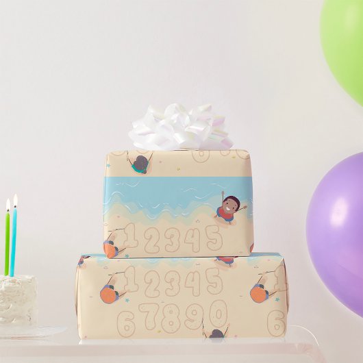 Cijfers in het zand cadeaupapier