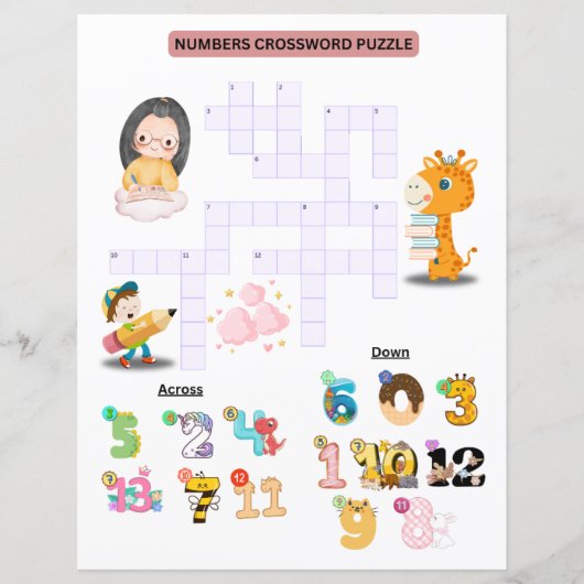 Cijfers Kruiswoordpuzzel voor Kinderen Leuk Leren (Voorkant)