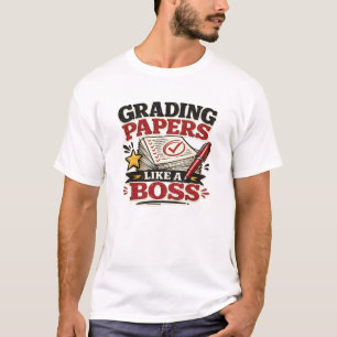 Cijfers Oordelen Als Een Baas Funny Leraar Retro T-shirt