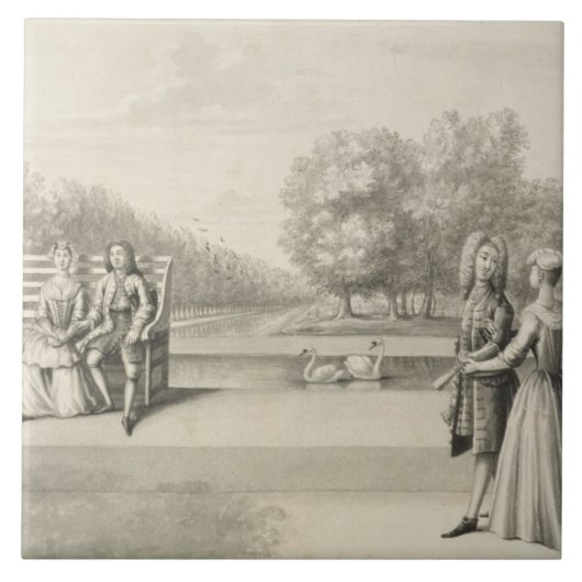 Cijfers op de oever van de Long Water, Hampton Cou Tegeltje (Voorkant)
