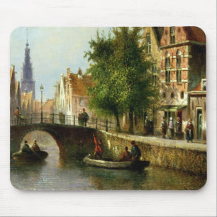 Cijfers op een kanaal in Amsterdam (olie op het pa Muismat