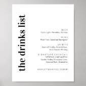 Cijfervet modern bruiloftsbarmenu bord poster (Voorkant)