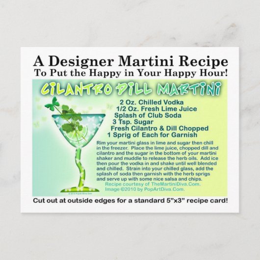 Cilantro Dill Martini Recipe Briefkaart (Voorkant)