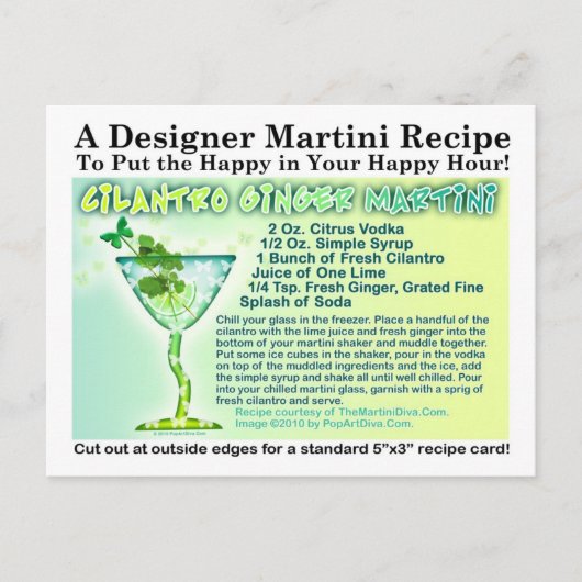 Cilantro Ginger Martini Recipe Briefkaart (Voorkant)