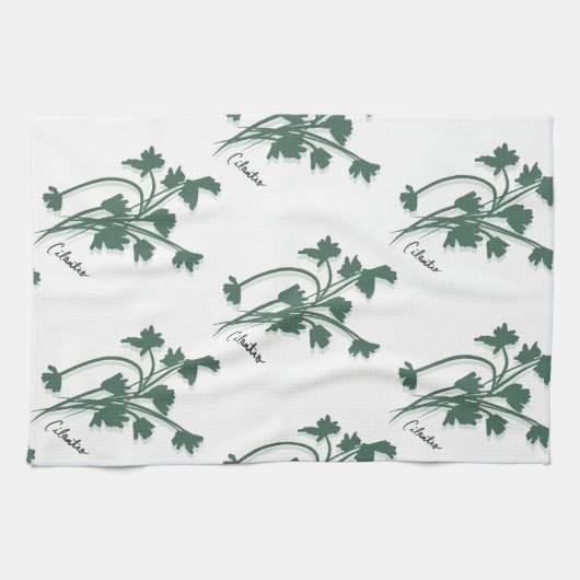 Cilantro Herb Garden Coriander Pattern Theedoek (Horizontaal)