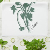 Cilantro-Kruidentuin Coriander Illustratie Theedoek (Gevouwen)