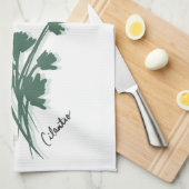 Cilantro-Kruidentuin Coriander Illustratie Theedoek (Quarter Fold)