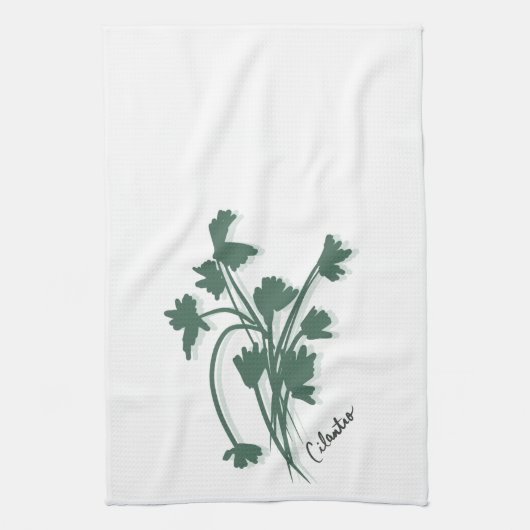 Cilantro-Kruidentuin Coriander Illustratie Theedoek (Verticaal)