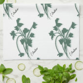 Cilantro-Kruidentuin Corianderpatroon Theedoek (Gevouwen)