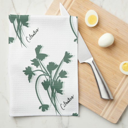 Cilantro-Kruidentuin Corianderpatroon Theedoek (Quarter Fold)