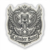 Cilinder Saint Gevleugelde Zuiger Decal Sticker (Voorkant)