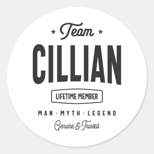 Cillian Lifetime Member Personal Name Cillian Ronde Sticker (Voorkant)