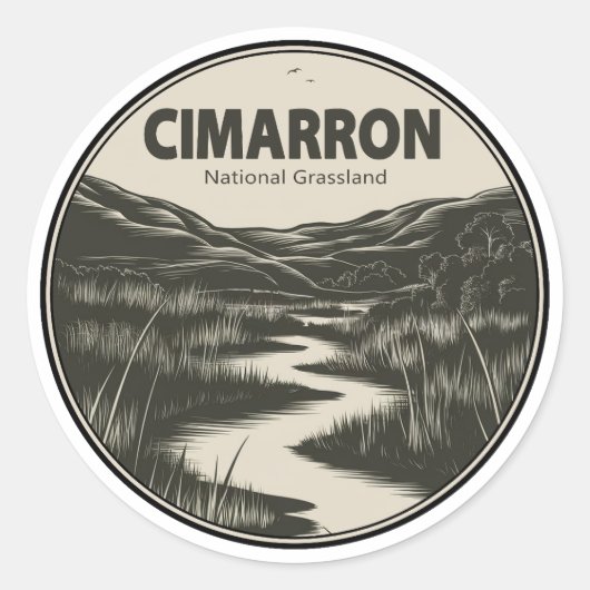 Cimarron National Grassland Kansas Stream Ronde Sticker (Voorkant)