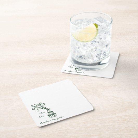 Cin Cin Cherub Hand Drawn Cupid wedding Kartonnen Onderzetters (Insitu)