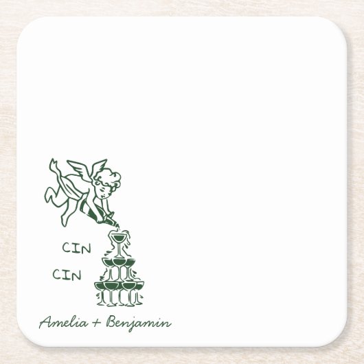 Cin Cin Cherub Hand Drawn Cupid wedding Kartonnen Onderzetters (Voorkant)