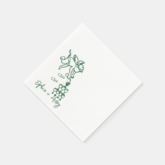 Cin Cin Cherub Hand getrokken Cupido Icon Bruiloft Servet (Hoek)