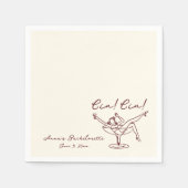 Cin Cin Maroon Hand getrokken Bachelorette Servet (Voorkant)