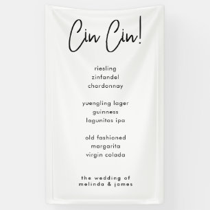 Cin Cin Modern Calligraphy Italiaanse Bar Menu Spandoek