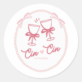 Cin Cin naar de Bruid Design | Parel Champagne Ronde Sticker