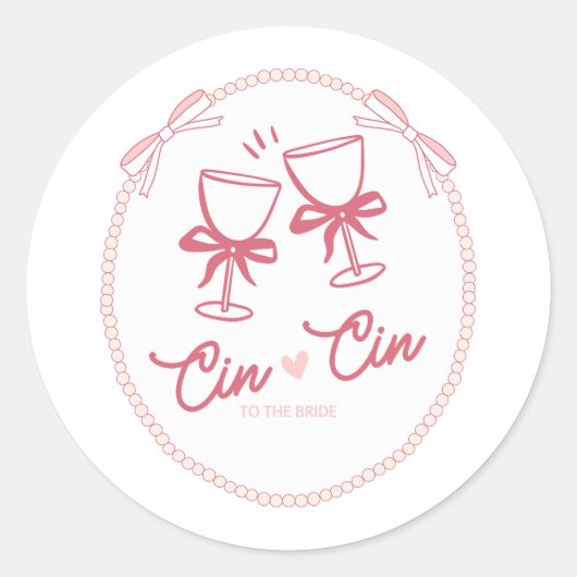 Cin Cin naar de Bruid Design | Parel Champagne Ronde Sticker (Voorkant)